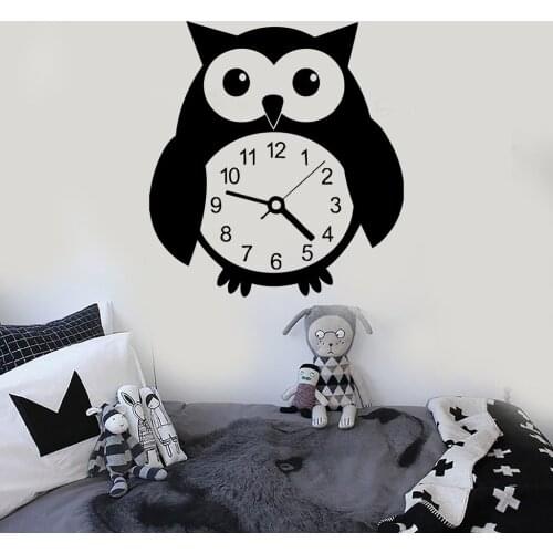 Funny Owl Bird Clock Wall Stickers Vinyl Wall Decal Great Decor for Kids Room Decoration Adesivo de parede Art Wallpaper SA222