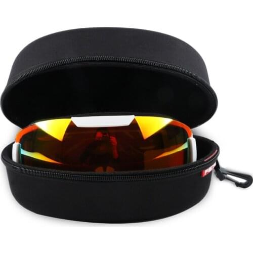 Waterproof Portable EVA Ski Goggle Protector Case Sunglasses Carrying Zipper Hard Box Holder with Buckle Hook Black