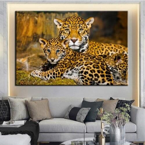 Animal Lovely Panther Jaguar Painting on Canvas Leopard Wall Pictures for Kids Room Wall Art Posters Prints Cuadros Home Decor