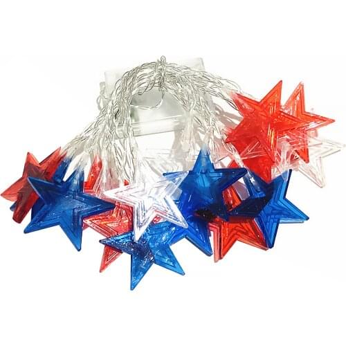 Stars Light String 30 LED Twinkle Garlands Plug in USA Independence Day Lamp for Holiday Party Wedding Decorative Lights