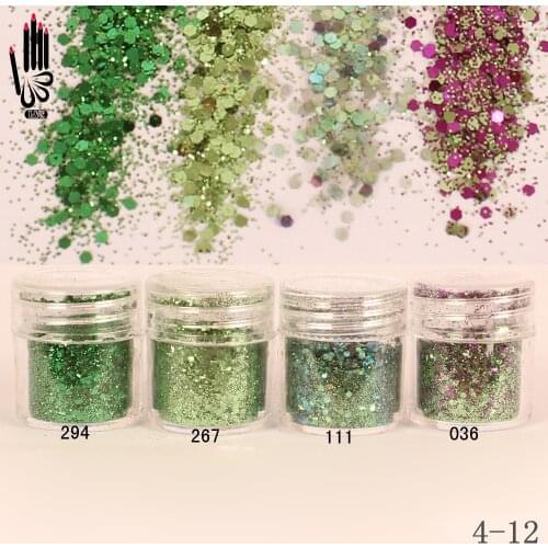 1 Jar/Box 10ml 3D Nail Grass Green Color Mix Nail Glitter Powder Sequins Powder For Nail Art Decoration Optional 300 Colors 4-12