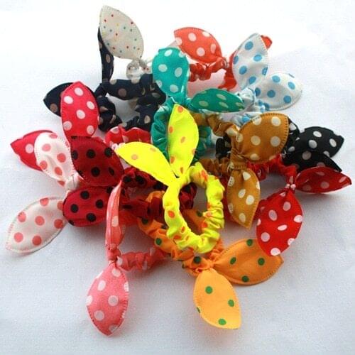 10 Pcs/lot New Cute Bunny Ears Women Hair Accessories Cute Colorful Elastic Hair Bands Girl Hairband Hair Rope Gum Rubber Band
