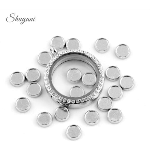 100Pcs/lot 2 Size Silver Color Round Cabochan Stickers for Floating Living Memory Locket Pendant Jewelry