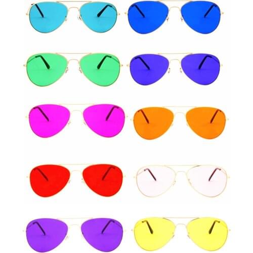 1pcs Red,Orange,Yellow,Green,Blue,Indigo,Violet,Aqua,Pink,Magenta Colored Lens Mood Chakra Glasses Chromotherapy Light Therapy