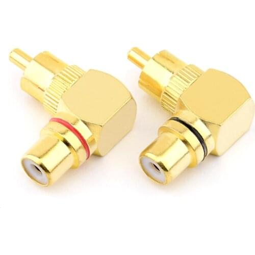 2PCS RCA Right Angle Male to Female Connector Plug Adapter 90 Degree RCA Phono Adapters Connector