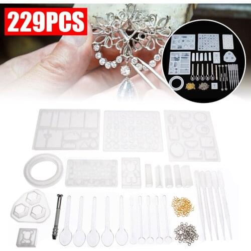 229Pcs Resin Casting Molds Kit Set Silicone Hand Making Jewelry Pendant Mould Casting Craft DIY Gift Tool