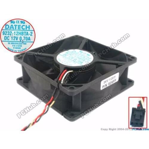 JMC / DaTech 9232-12HBTA-2 DC 12V 0.70A 90X90X32mm 3-wire Server Cooling Fan