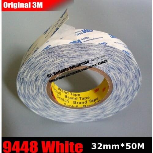 32mm*50M*0.15mm) 3M Two Faces Sticky Tape 9448 White for Metal Nameplates, Rubber Material, Foam, Windows Frame Fix