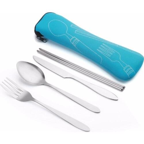 4 Pieces/Sets Of Stainless Steel Fork, Spoon, Chopsticks, Travel Outdoor Camping Utensils, Portable Stainless Steel Tableware(Sk
