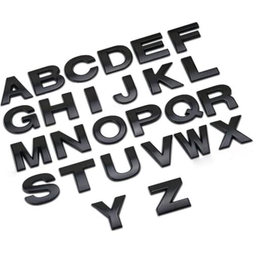 45mm 3D Black Metal Alphabet DIY Letters Car Stickers ABS Chrome Numbers Trunk Logo Letter Badge Emblem Car Styling for Audi BMW