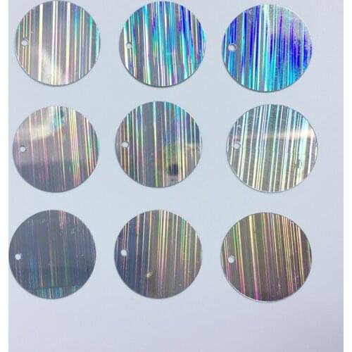 50g/1lot 20mm Round Sequins Art Striped Laser Silver Sequins Clothing Hole Sewing Garment Accessories Sequin Flakes Material