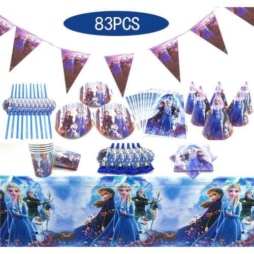 83Pcs Disney princess Disposable Tableware Bros Game Blowout Hat Cup Boys Faovr Sponge-Bob Birthday Party Decoration supplies