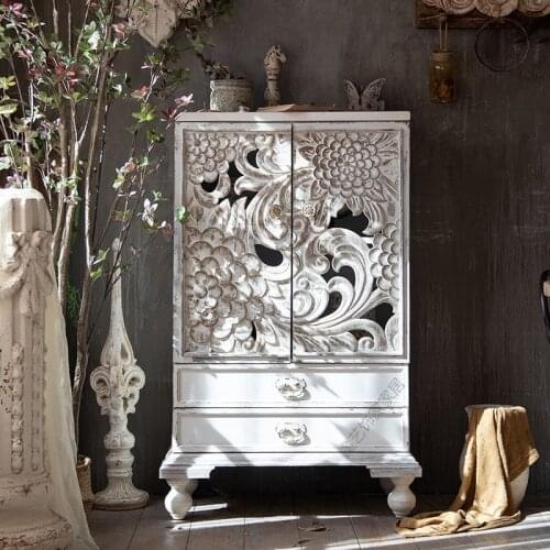 American Retro Old Carved Bedroom Drawers Homestay Hotel Designer Creative Decoration Cabinet Customization
