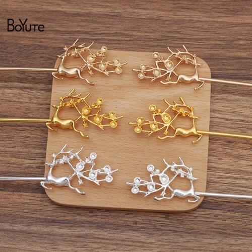 BoYuTe (10 Pieces/Lot) 46.5*30MM Alloy Deer Hair Stick Materials Handmade Diy Jewelry Accessories Wholesale