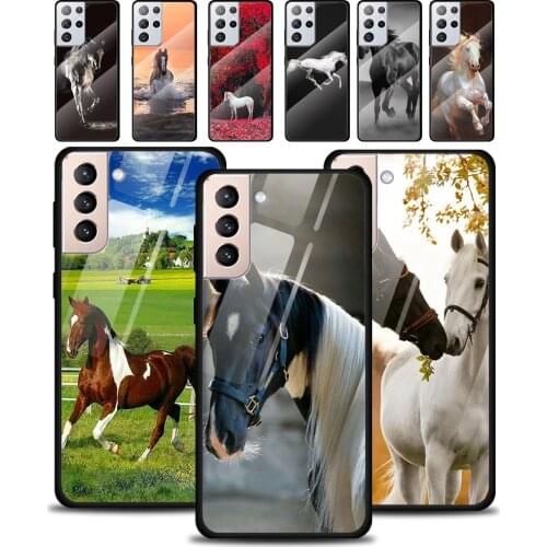 Running Horse Clydesdale Tempered Glass Cover For Samsung Galaxy S21 Plus Ultra M21 M31 M51 A52 A72 Phone Case Coque
