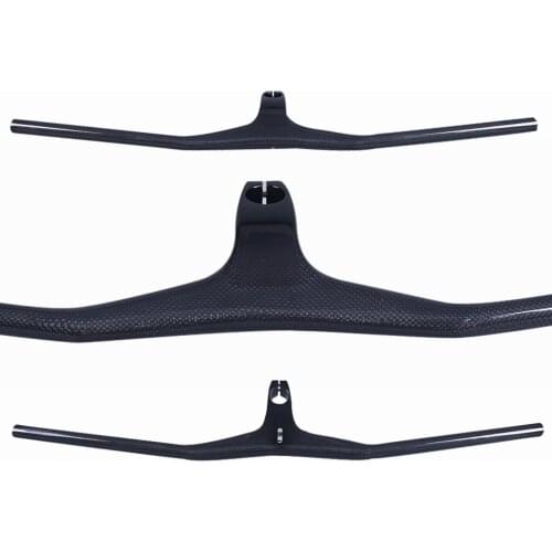 NO LOGO Black 3K Glossy Carbon MTB Carbon Bicycle Riser -17 Degree One-shaped Integrated Handlebar With Stem 600-800MM