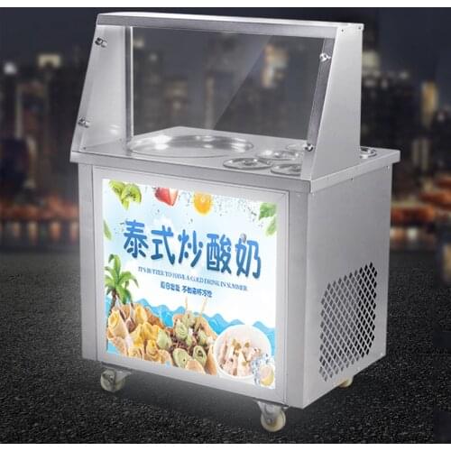 Stainless steel One Pan Fried ice cream roll machine pan Fry flat ice cream maker yoghourt fried ice cream machine 220v 1200w