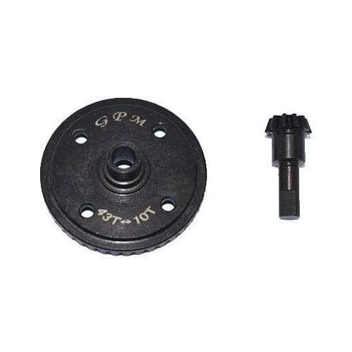 Harden Steel 45 Diff Bevel Gear 43T & Pinion Gear 10T for ARRMA Kraton /Outcast/Talion RC Car Parts Accessories
