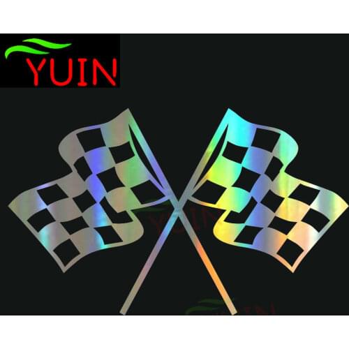 Personality Car Sticker Checkered Flag Racing Decoration Decals Fashion PVC Windows Trunk Auto Accessories Sunscreen Stickers