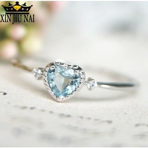 Lovely Romance Lady Exquisite Blue Heart Shaped Ring Austria Rhinestone&Crystal Fingerluxury Brand Valentines Rings