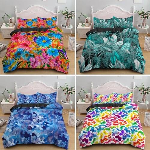 Psychedelic Leaves Print Bedding Sets Queen King Single Double Size Duvet Quilt Blanket Cover Set Bedclothes With Pillowcase