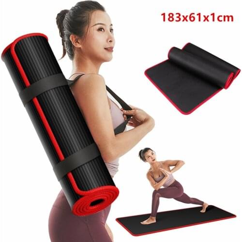183x61x1cm Fashion Non-slip NRB Yoga Mat Widen Fitness Exercise Pad with Bandages Storage Bag