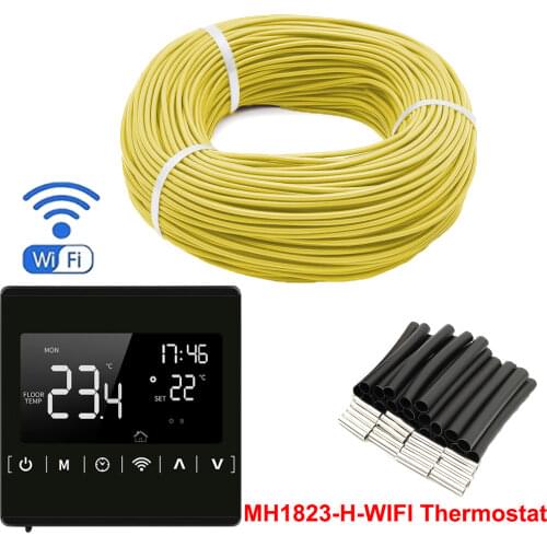 MINCO HEAT 100m 12K 33Ohm Carbon Fiber Heating Cable Electric Wire Farming Underfloor Heating System with Thermostat