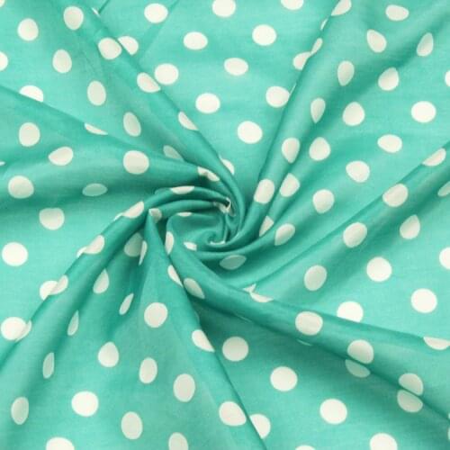 Mini white polka dot print on deep green bottom silk cotton blended fabric,SCT532