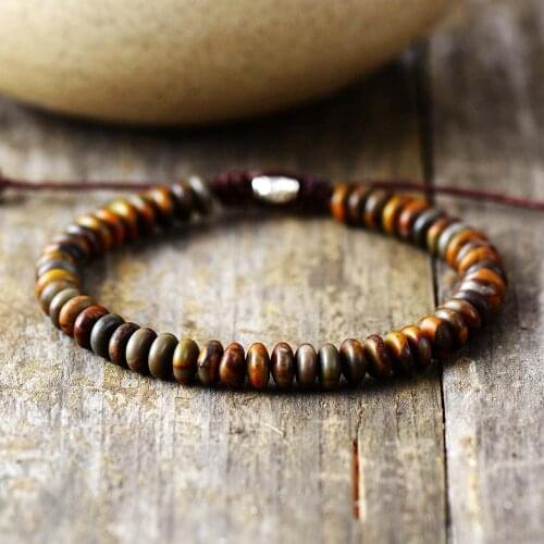 Men Bracelet Disc Shape Stone Friendship Bracelets Handmade Mens Beads Punk Bracelet Couples Bracelets Jewelry Dropship