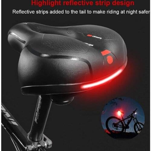 CushionHollow Bicycle Saddle Seat Reflective Shock Absorbing Thicken Breathable Soft Cycling Bike Seat Cycling Accessory