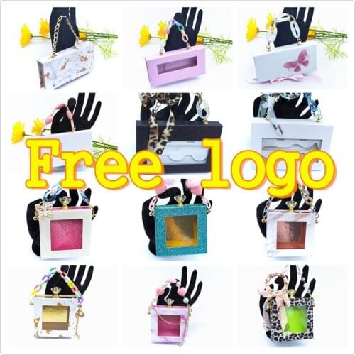 NEW wholesale Square lash box alse Eyelash packaging box 3d mink lashes boxes faux cils strip diamond chain magnetic case empty