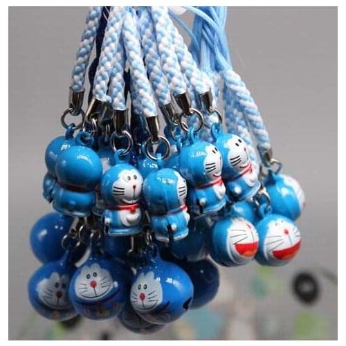 New LOT 10PCS cute cartoon Japanese anime doraemon blue cats 3D pendant Cell Phone Charm Strap JINGLE BELLS Dangle Figures