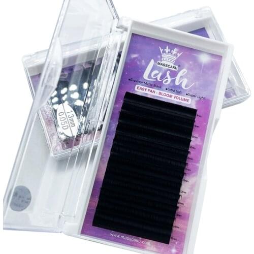 Wholesale eyelash packaging box easy blooming eyelash extension 0.03 0.05 0.07 artstar faux mink easy fans eyelash extension