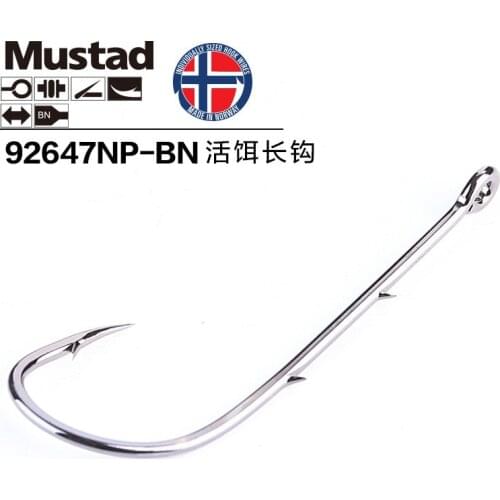 1 Pack/lot Mustad Hooks for Live Bait Casting Fishing 92647NP-BN# Double Backstab Hooks Worm Barbed Hooks Pesca Fish Accessories