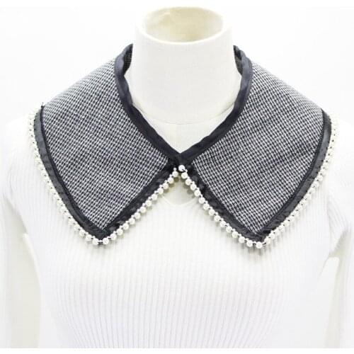 Autumn Winter Collocation bead pearl Clothes Accessories Peter pan Sweater decorative fur Solid Color Cross Knot Necktie New