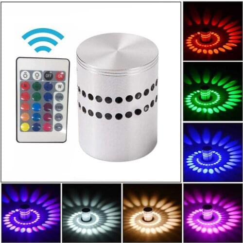 RGBSpiral Hole LED Wall Light Effect Wall Lamp With Remote Controller Colorful Wand lamp For Party Bar Lobby KTV Home Decoration