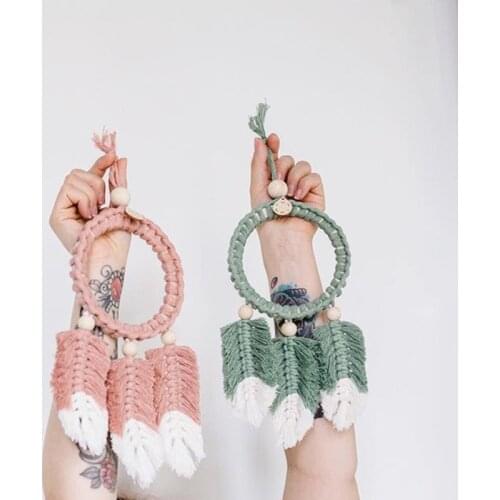 Nordic Wind Chimes Woven Wall Hanging Decoration Feather Handmade Dream Catcher Tassel Kids Room Decorative Photography props
