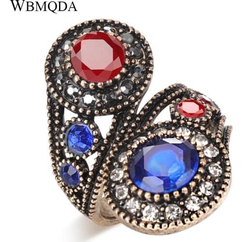 Vintage Turkish Jewelry Bohemian Big Statement Ring Antique Gold Gemini Rings For Women 2018 New Arrivals Free Shipping