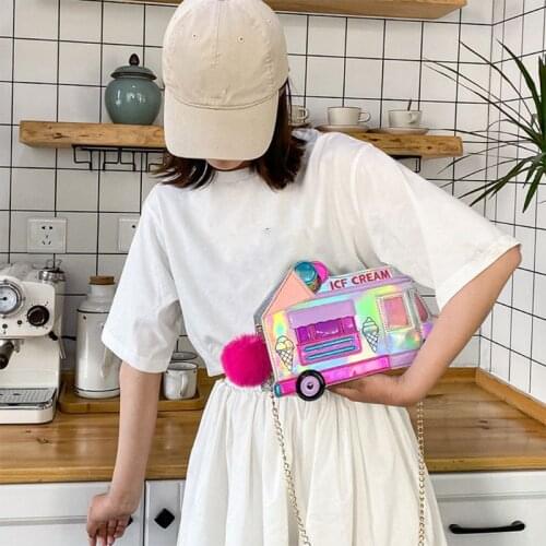 Women Ladies Cartoon Ice Cream Car Shaped Crossbody PU Leather Shoulder Bag Tote Purse Handbag Messenger Satchel