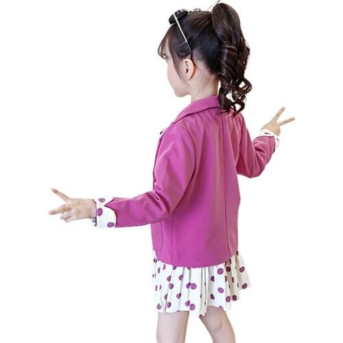 Teen Girls Clothing Dot Dress + Jacket Girls Clothing Casual Style Costumes For Girls Spring Autumn Tracksuit Kids