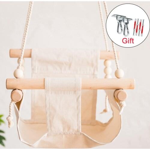 1Set Baby Swing Canvas Hanging Rocking Chair Hanging Toys Hammock Safety Baby Bouncer Outside Indoor Wooden Swing Rocker Toy