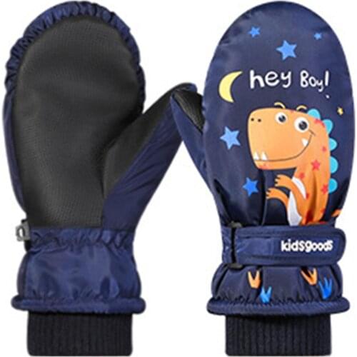 1Pair Cartoon Children Ski Gloves Long-sleeved Mittens Winter Windproof Waterproof Thick Warm Non-slip 2-6/6-12 Years Old