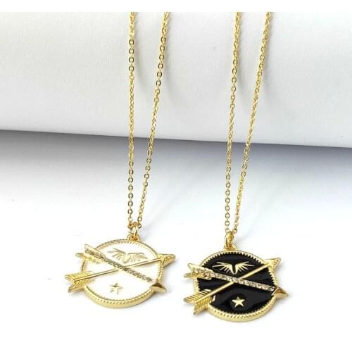 1Pcs New design Black /White color enamel Charm Round Shape pendant necklace women Fashion Jewelry NK477