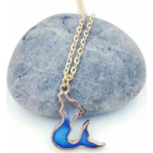 12 PCS Mixed Color Drop Glaze Mermaid Charms Alloy Pendants Necklaces Antique Gold Chains Necklaces For Women Jewelry Gift New