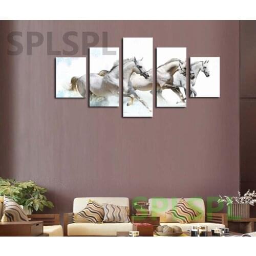 5piece canvas living room decorations for home Galloping Horses Wall Art Picture printed oil Painting on Canvas art SPLSPL