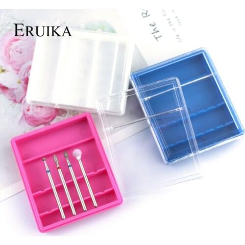 6/10/20 Slots Clear Pink Nail Drill Plastic Storage Holder Container Manicure Cutters Display Box Nail Accessorie