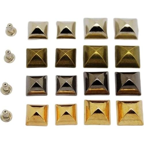 9/12 mm Pyramid Tents Square Bracelet Rivet Cap Stud Leather Craft Bag Hat Jeans Shoe Chocker Wallet Jewelry Trims Accessories