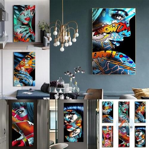 Abstract Oil Painting Graffiti Art Poster Female Character Portrait Color Canvas Print Bedroom Room Decoration