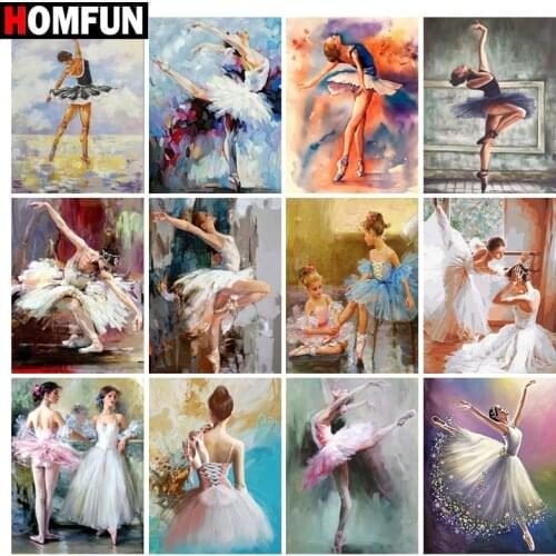 HOMFUN 5D Diamond "Character dancer ballet" Diamond Embroidery Full Round/ Square Diy Diamond Painting Cross Stitch Home Decor