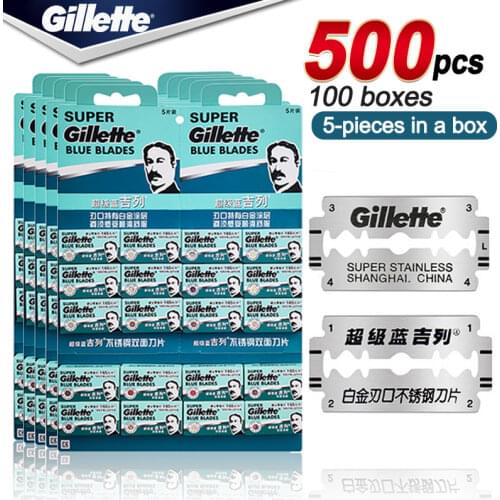 Shaving Razor Blades Cassettes for Original Gillette Double Edge Shaving Heads Super Blue Blades Mens Manual Shaver Value Pack